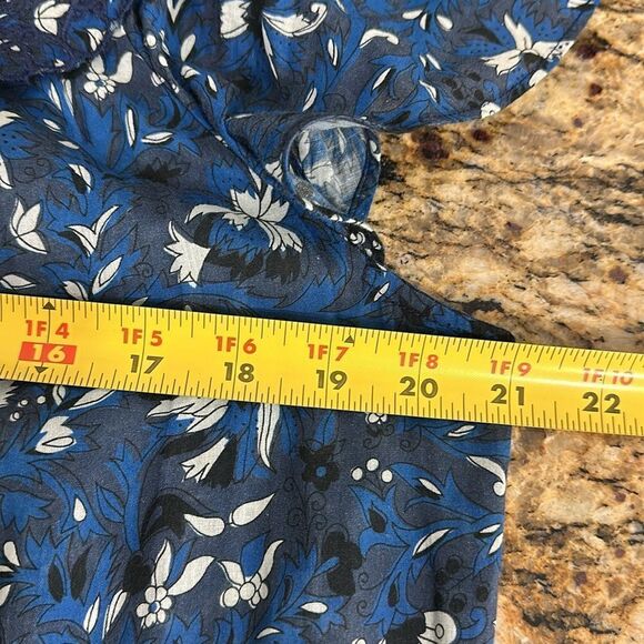 Anthropologie Othilia Dessa Ruffled Mini Dress In Blue Motif Size M - Picture 11 of 12